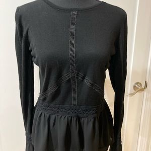 WHBM knit peplum top with crochet detail